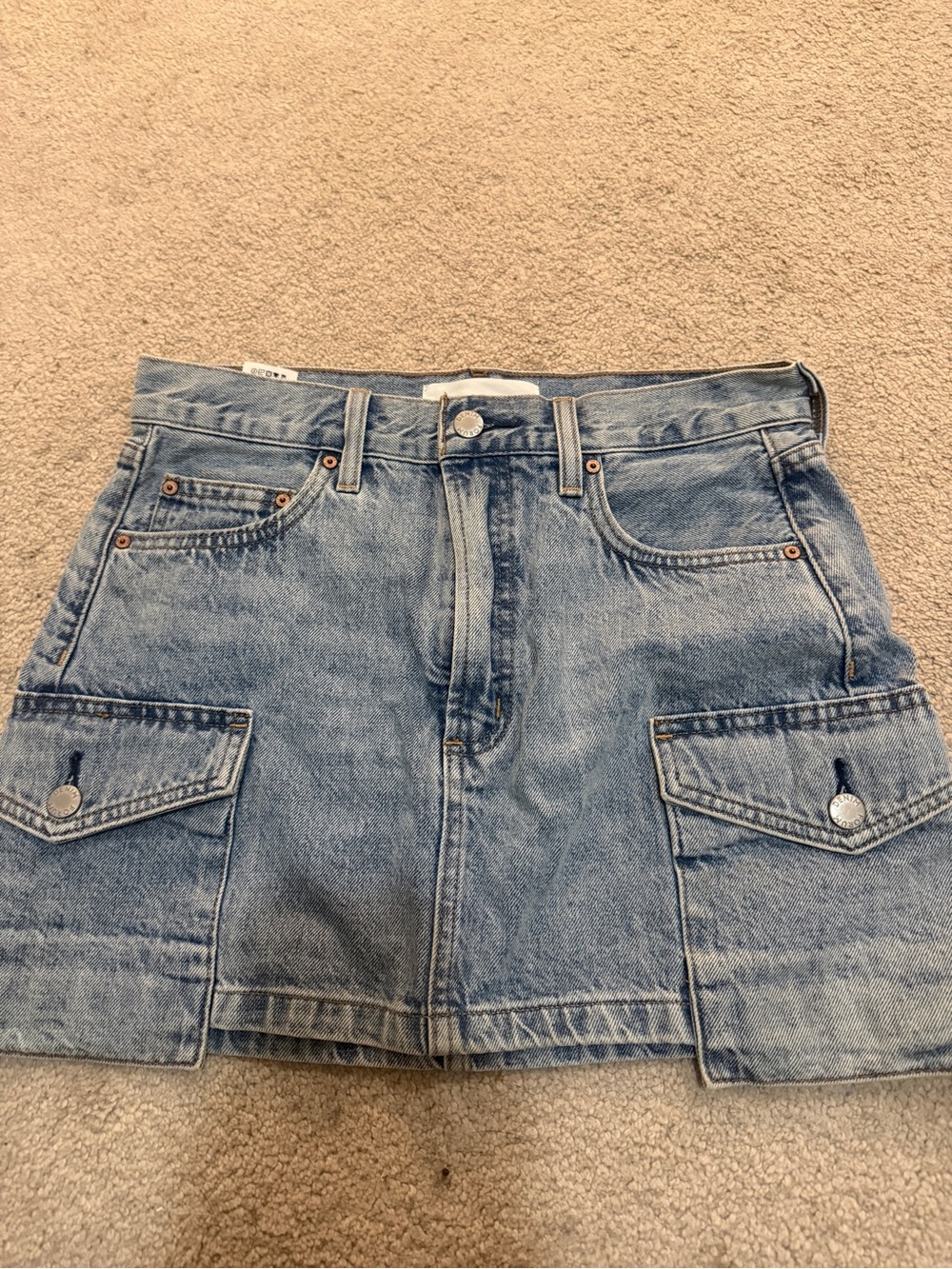 Aritzia Denim Forum Light Wash Cargo Mini Skirt